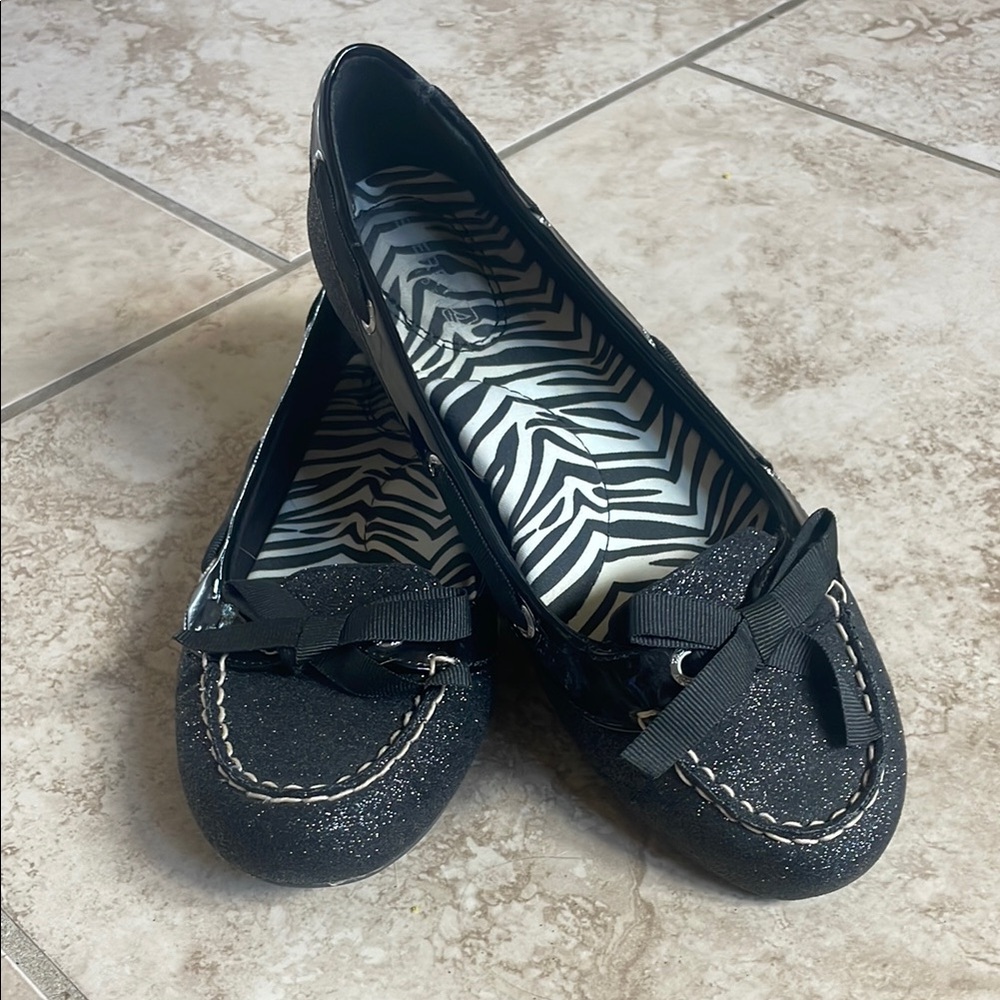 Sperrys flats black glitter size 6.5